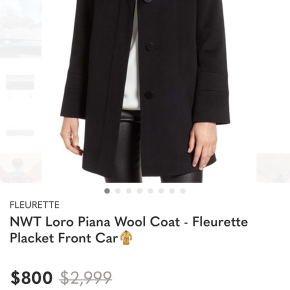 Fleurette Placket Front Loro Piana Wool Coat -4  like  new - Picture 10 of 10